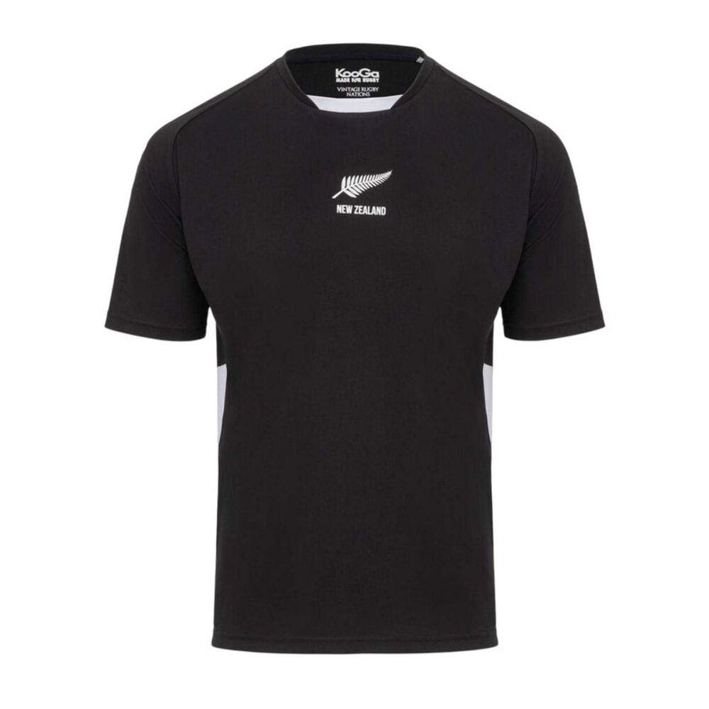 KooGa Mens New Zealand Rugby Crew Neck Regular T-Shirt / Black